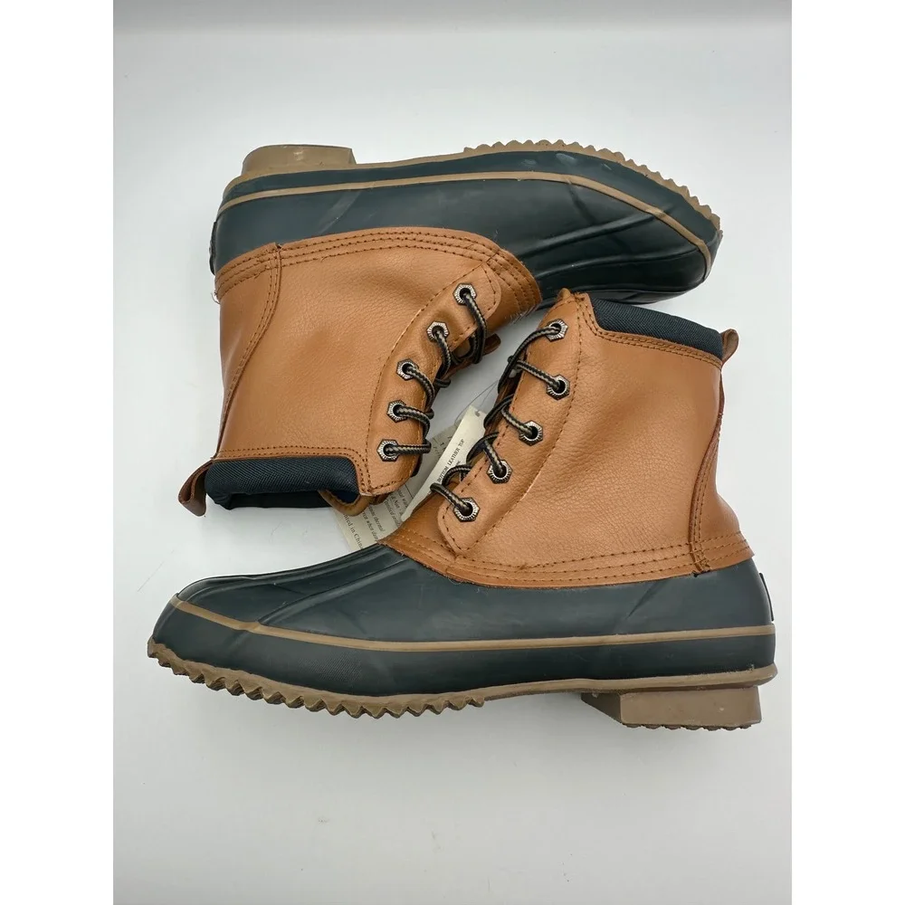 NWT Duck Boots Waterproof Rain Boots Sz 10‎ Brown Leather Thermolite Insulated